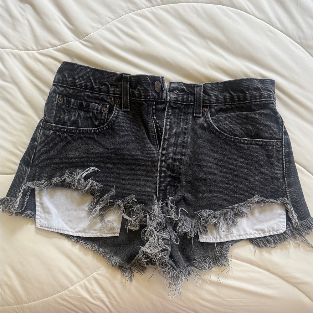 Levi's Black Frayed Jean Shorts